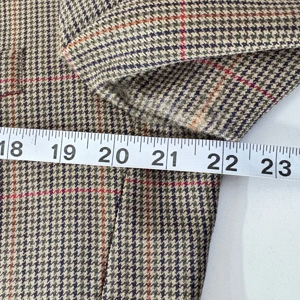 Christian Dior Monsieur‎ Mens Brown Wool Houndstooth Plaid Blazer Sport Coat 42R